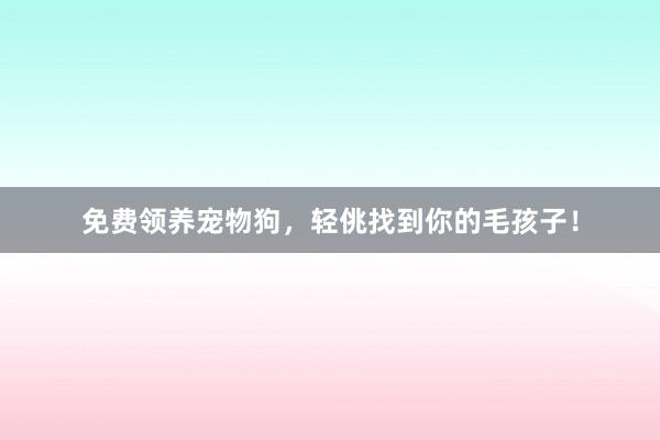 免费领养宠物狗，轻佻找到你的毛孩子！